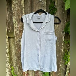 Vintage Cabernet Satin Trim Pajama Tank – Light Blue, Size M